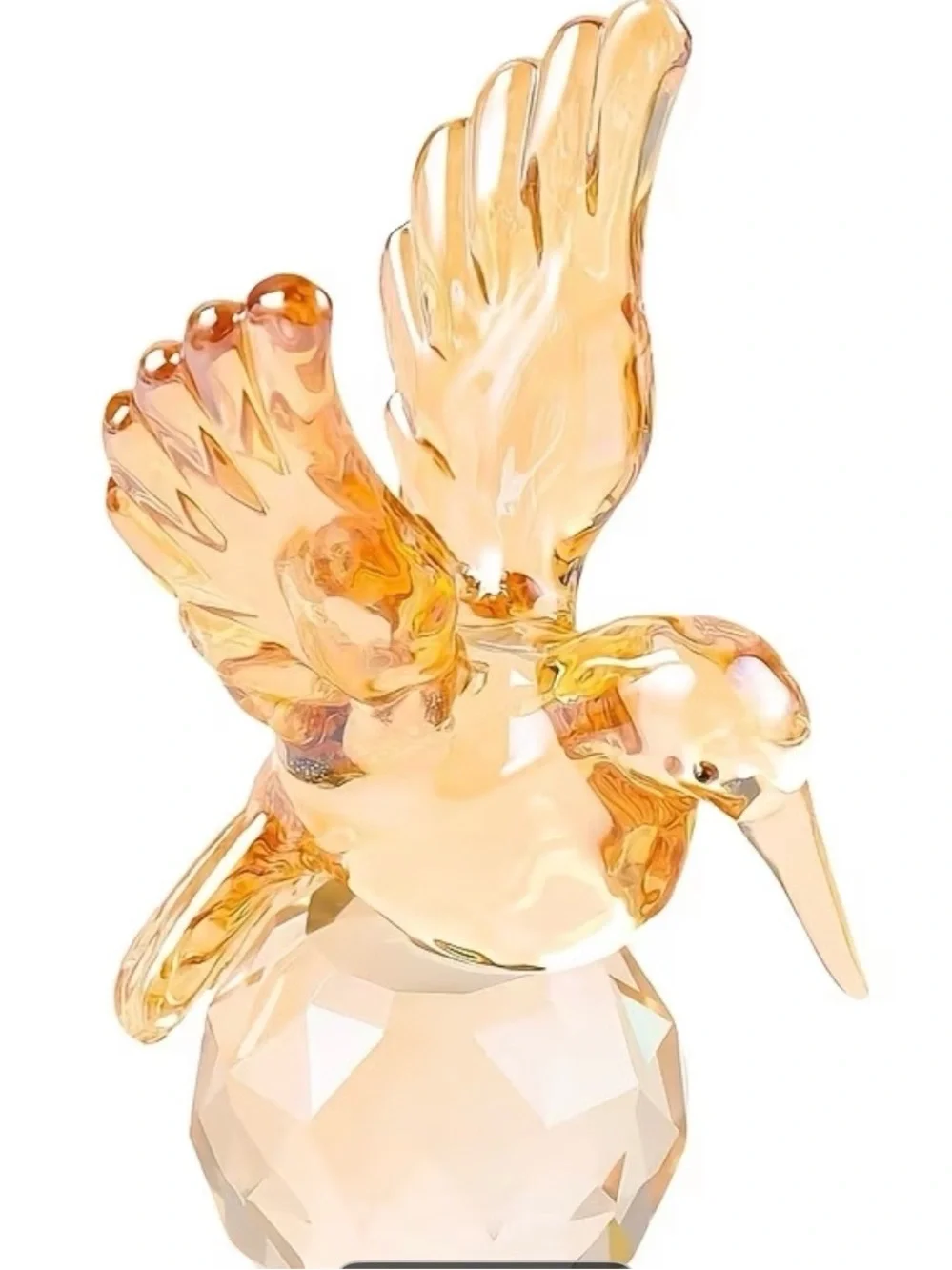 High Quality Crystal Hummingbird Figurine - Amber